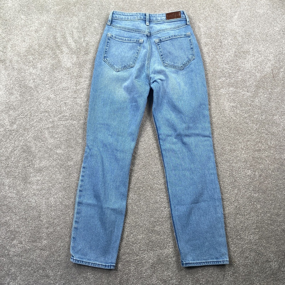 Hollister Ultra High Rise Patches Distressed Mom‎ Jeans Women's Size 0R Blue - Picture 2 of 12